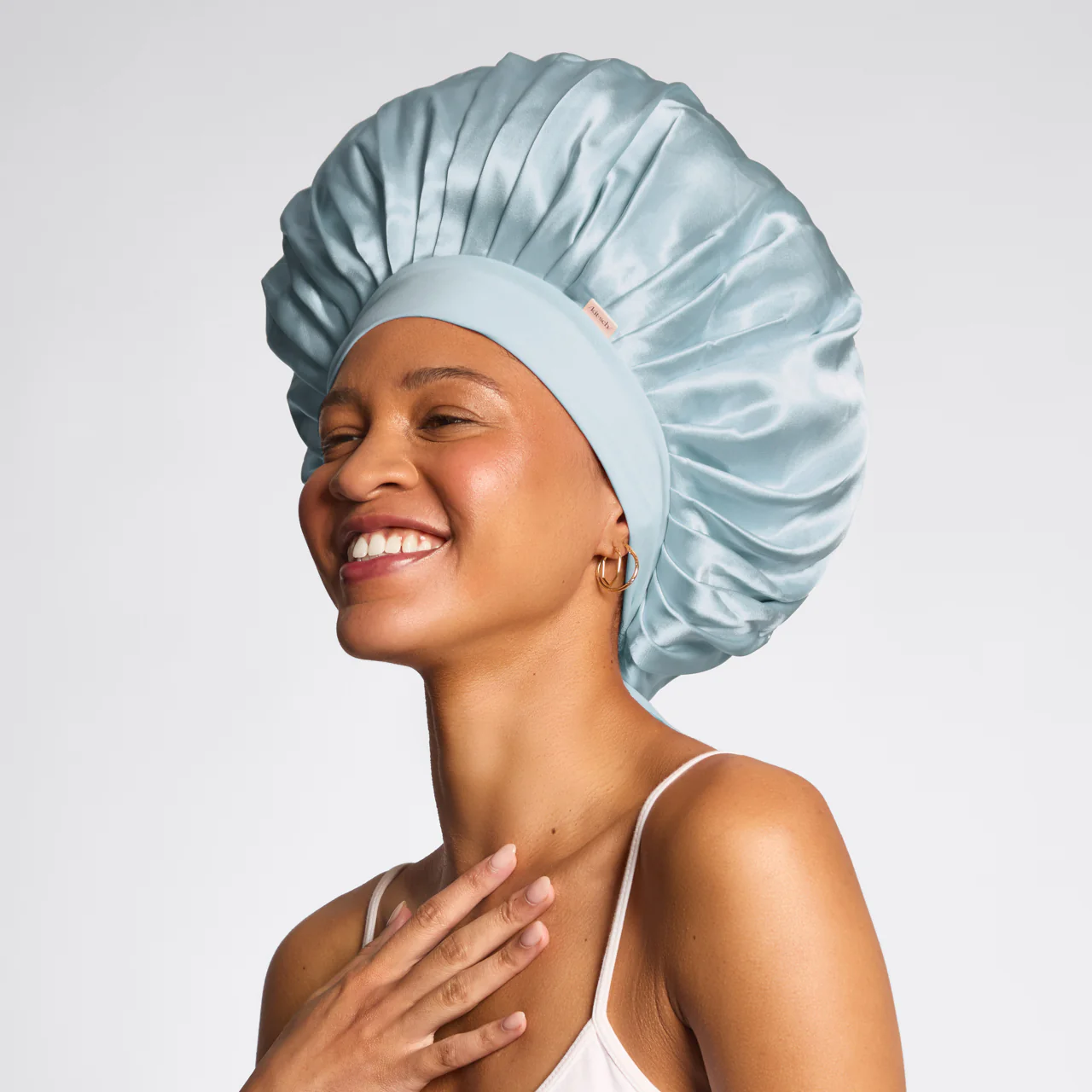 Haze Blue Oversized Satin Bonnet - Image 2