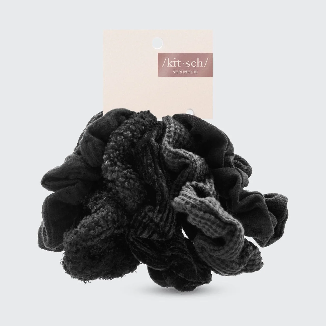 Assorted Textured Scrunchies in Black - Image 4