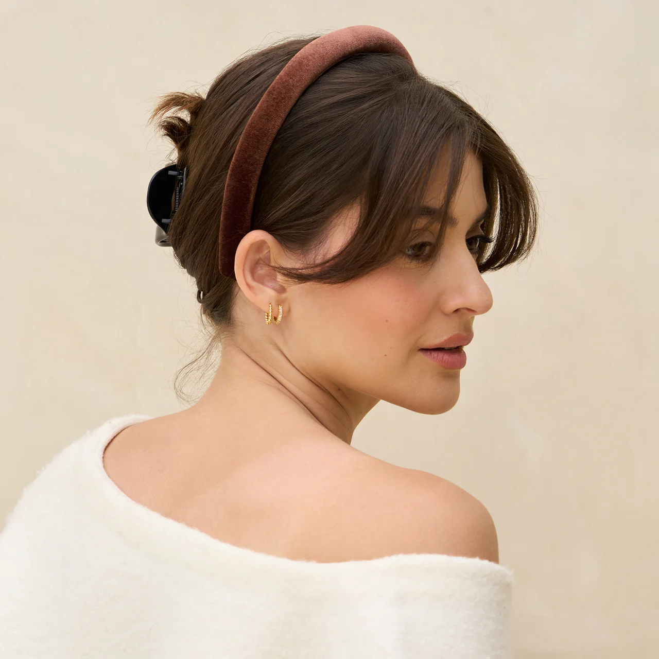 Black & Chocolate Satin & Velvet Headbands - Image 2