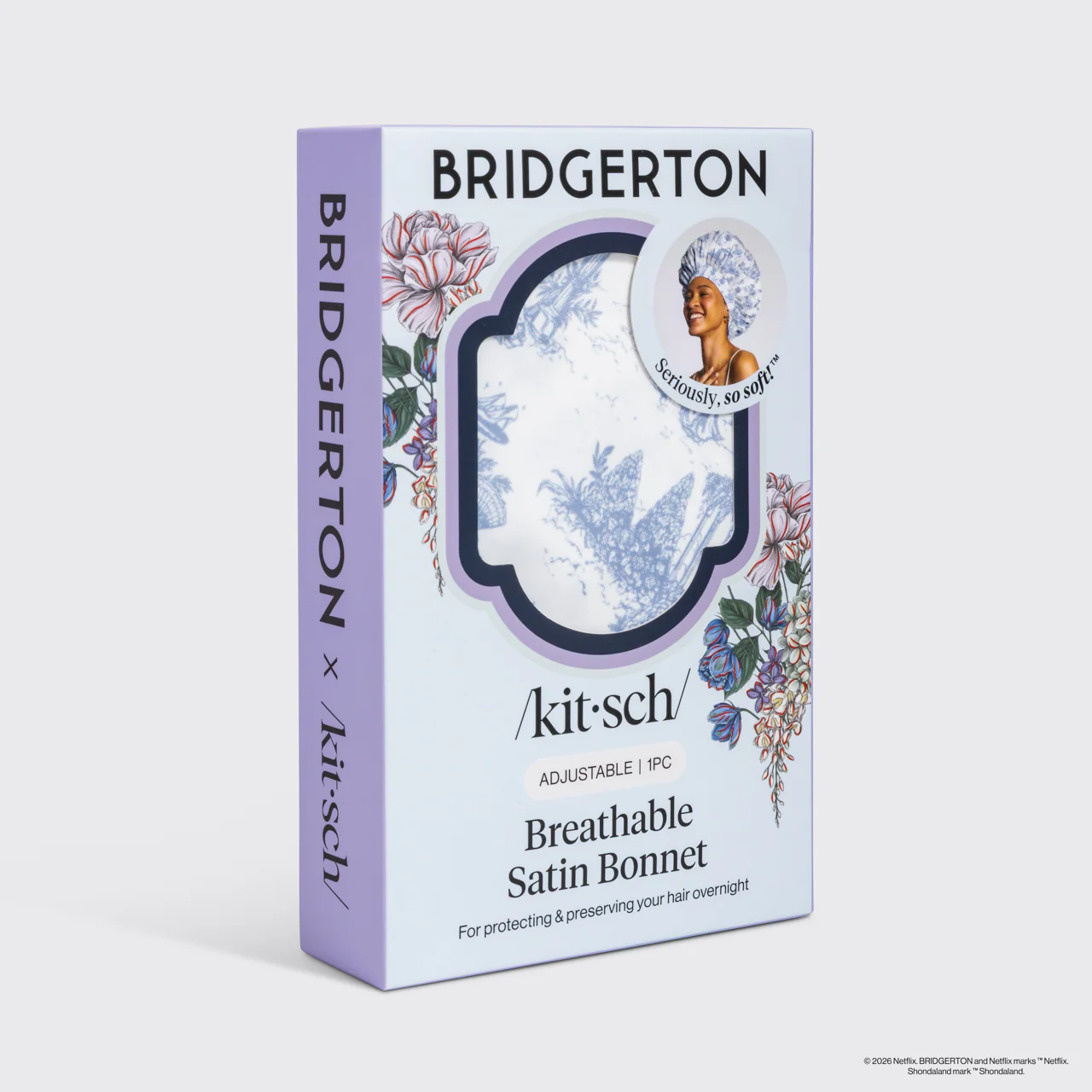 Bridgerton x Kitsch Breathable Satin Bonnet in Garden Toile - Image 5