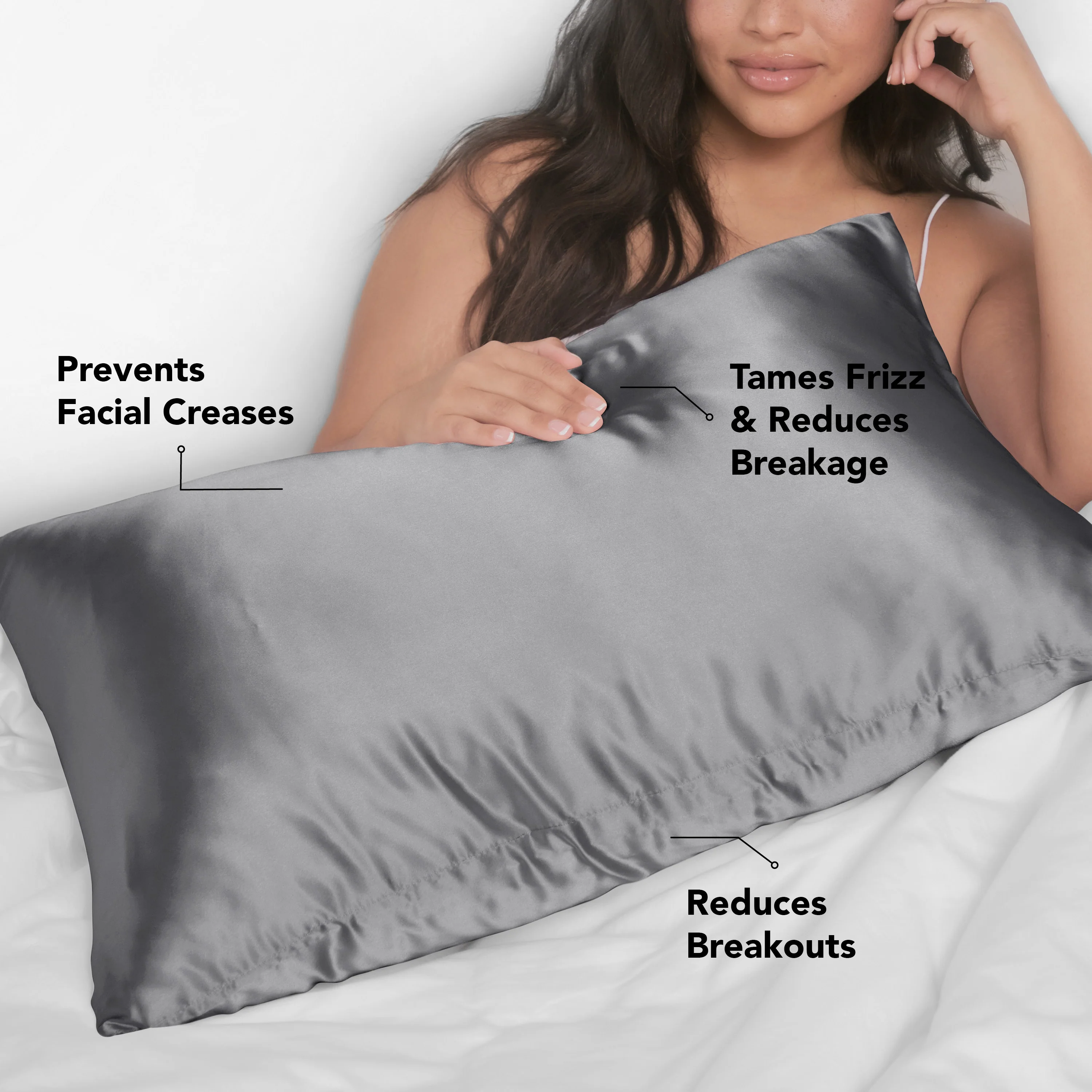 Satin Pillowcase in Charcoal - King - Image 2