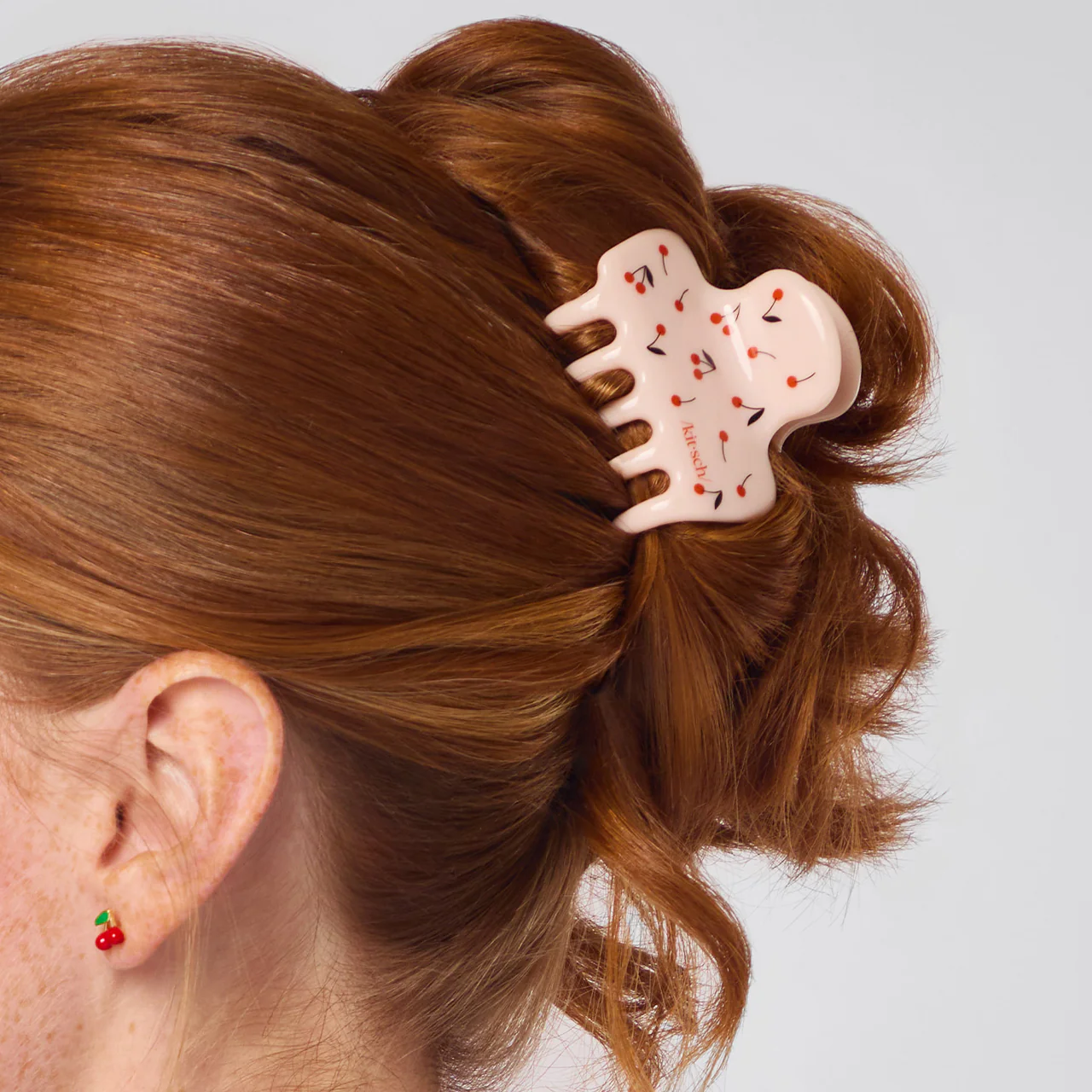 Cherry Print Cloud Claw Clip - Medium - Image 3