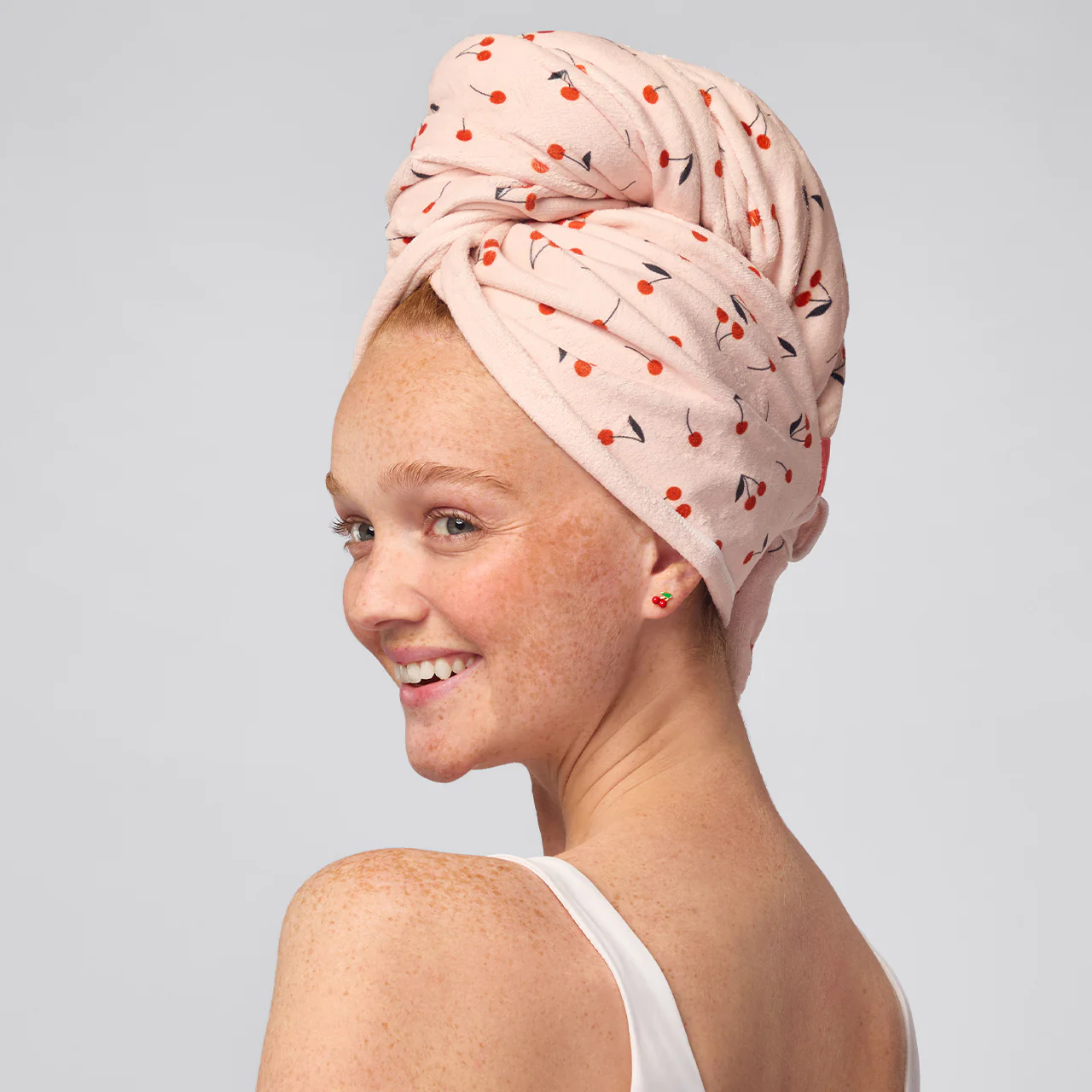 Cherry Print XL Hair Towel Wrap - Image 2