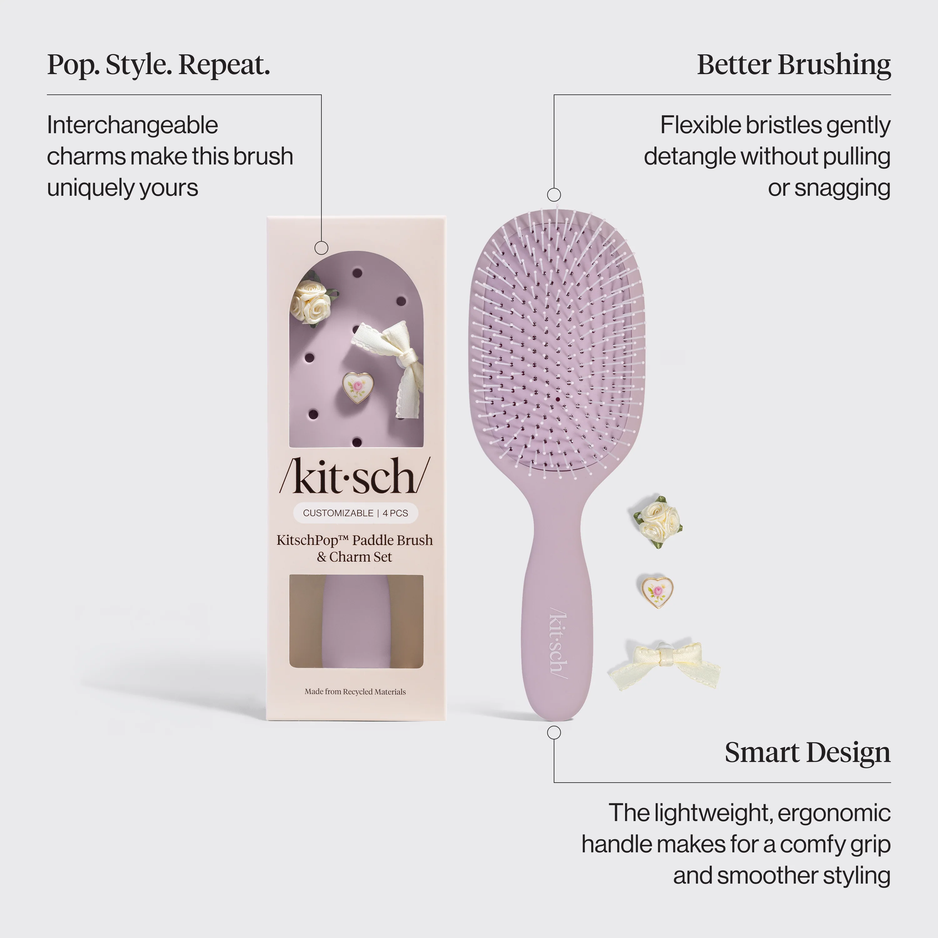 KitschPop™️ Paddle Brush in Soft Violet - Image 2