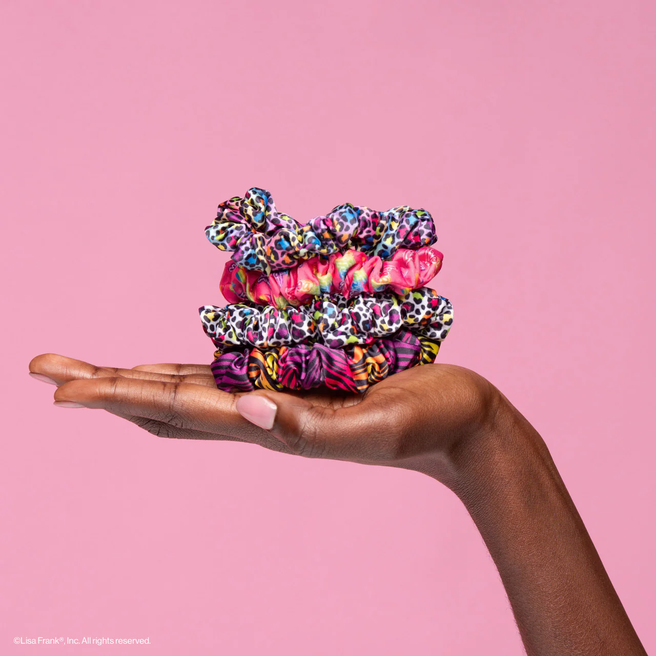 Lisa Frank x Kitsch Ruched Satin Scrunchies in Rainbow Leopard - Image 2