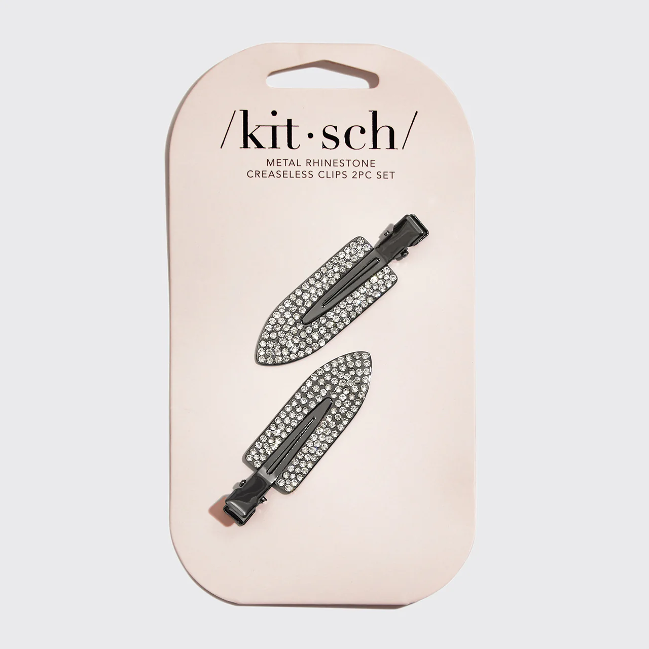Metal Rhinestone Creaseless Clips 2pc Set- Hematite - Image 3