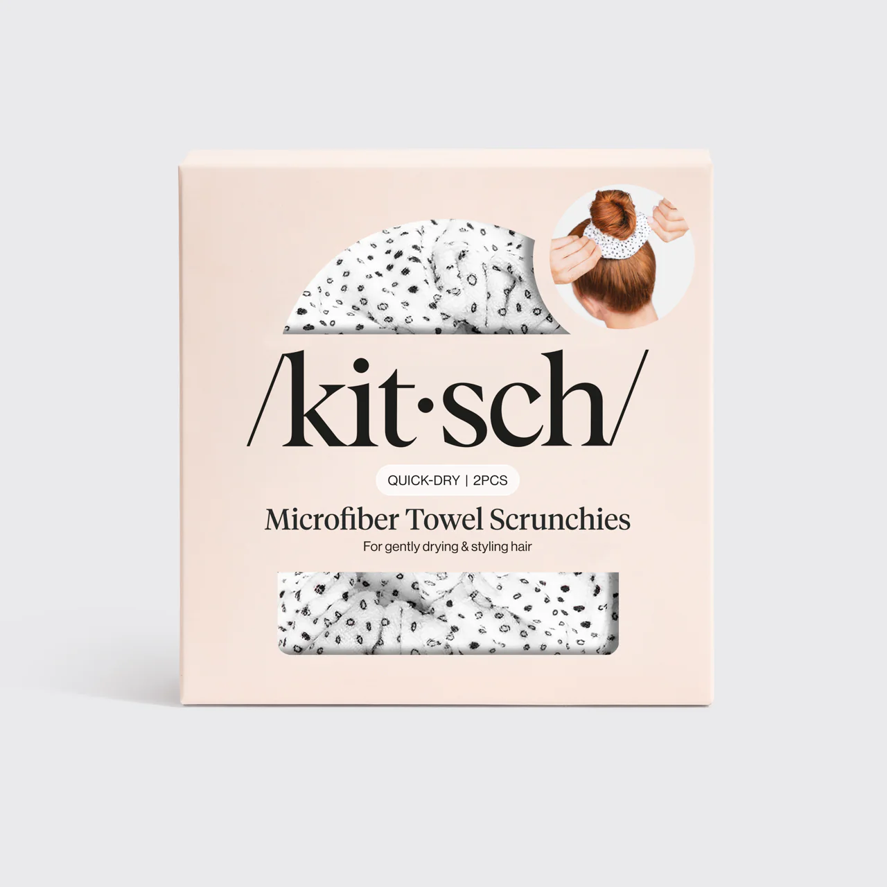 Micro Dot Microfiber Quick-Dry Towel Scrunchies 2pc Set - Image 4