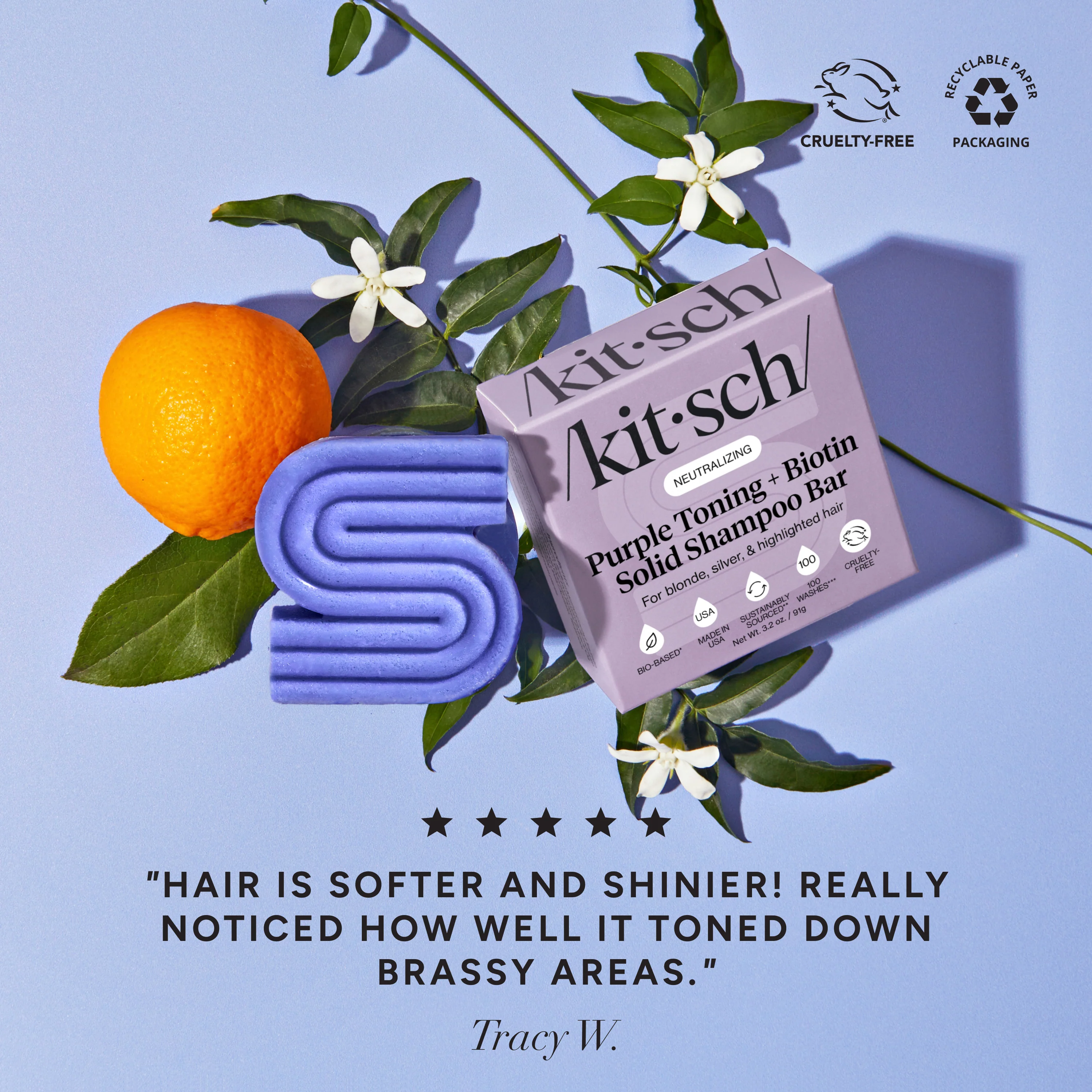 Purple Toning Shampoo & Conditioner Bar Combo for Color-Treated & Grey Hair - Image 2