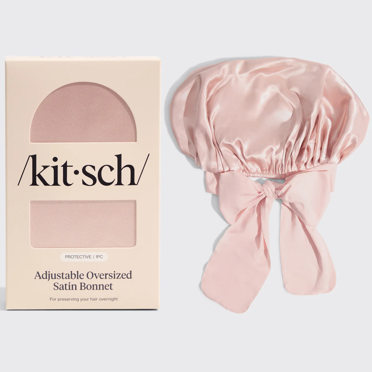 Satin Lined Flexi Shower Cap + Blush Oversized Satin Bonnet Bundle - Image 2