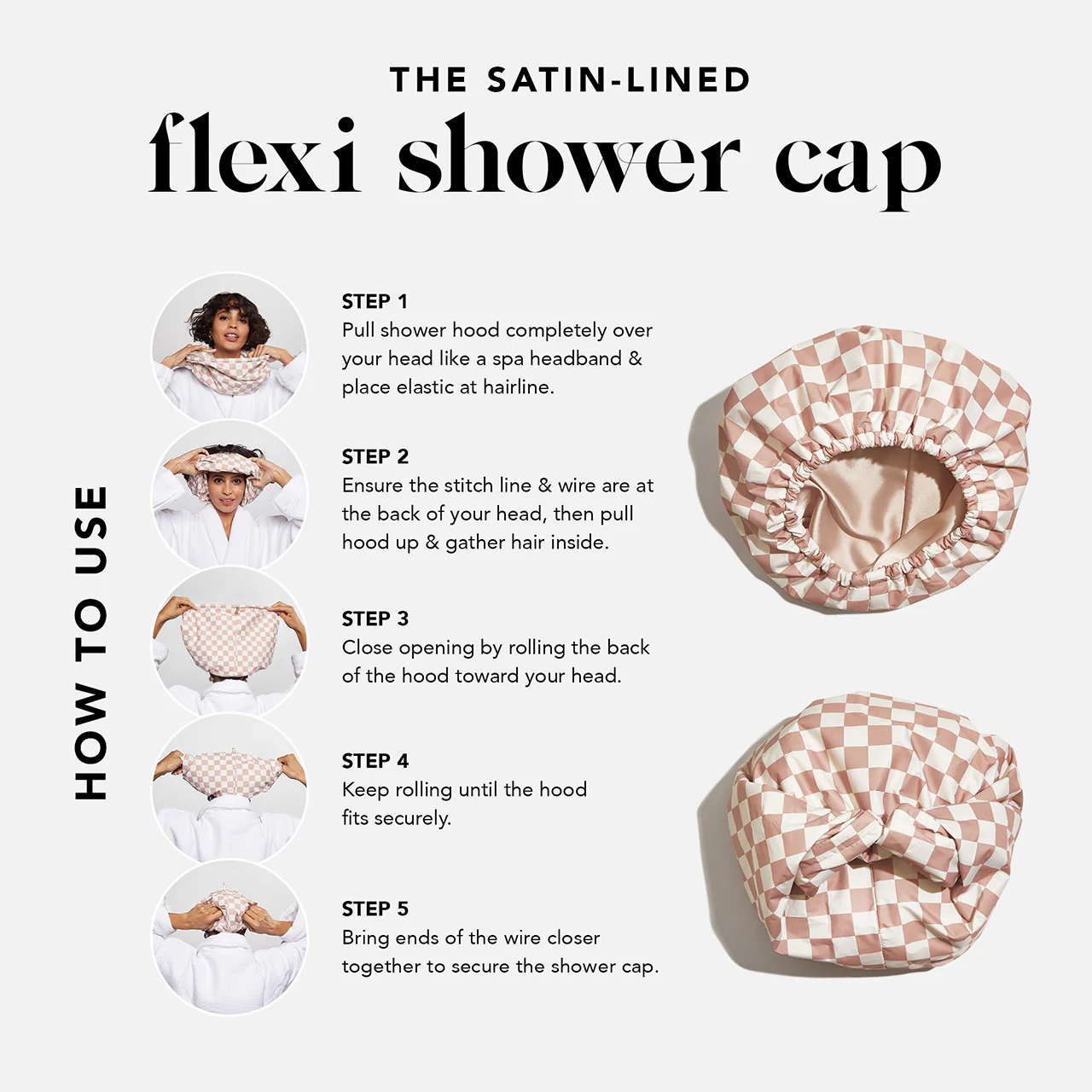 Satin Lined Flexi Shower Cap + XL Hair Towel Bundle - Image 2
