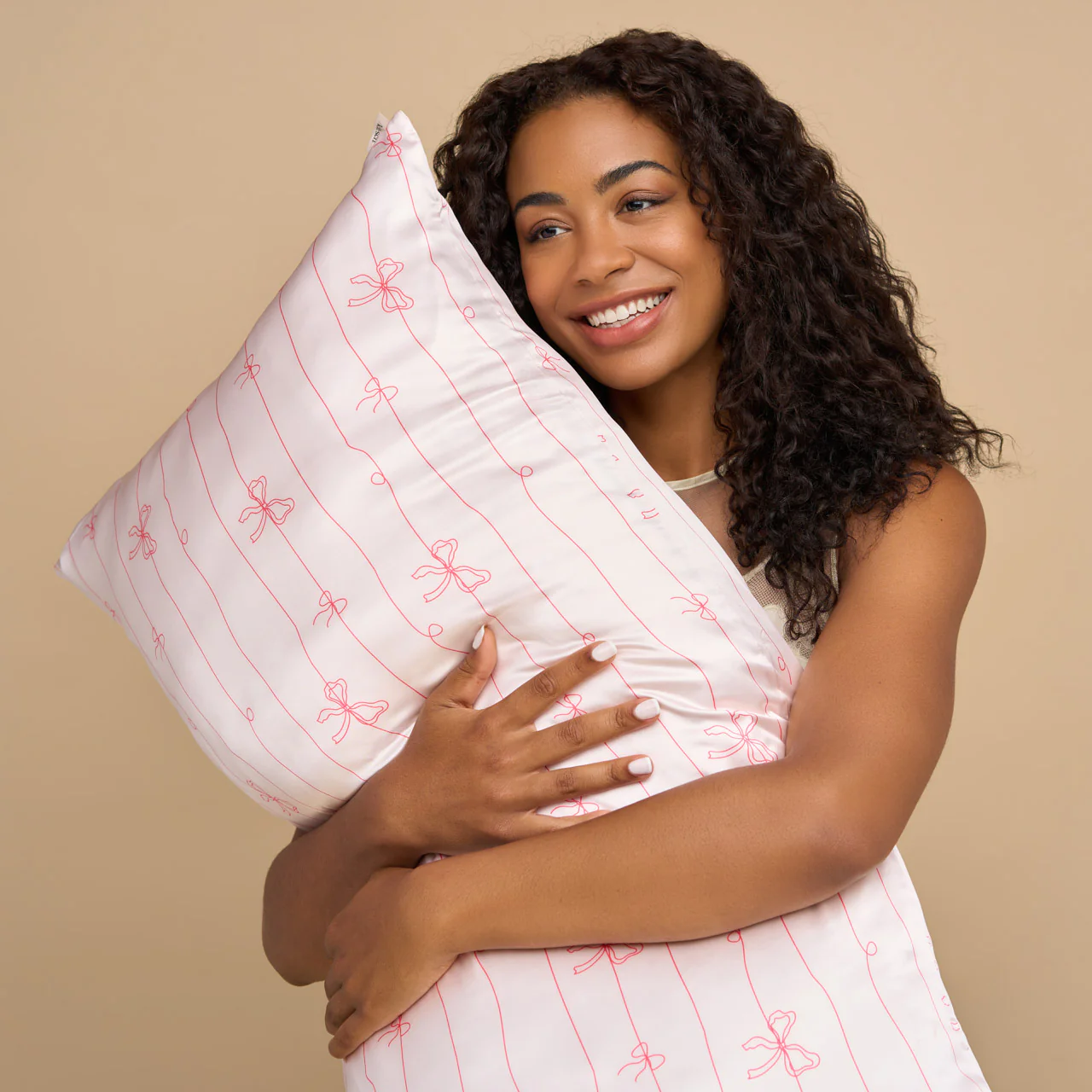 Satin Pillowcase in Striped Bows - King - Image 2