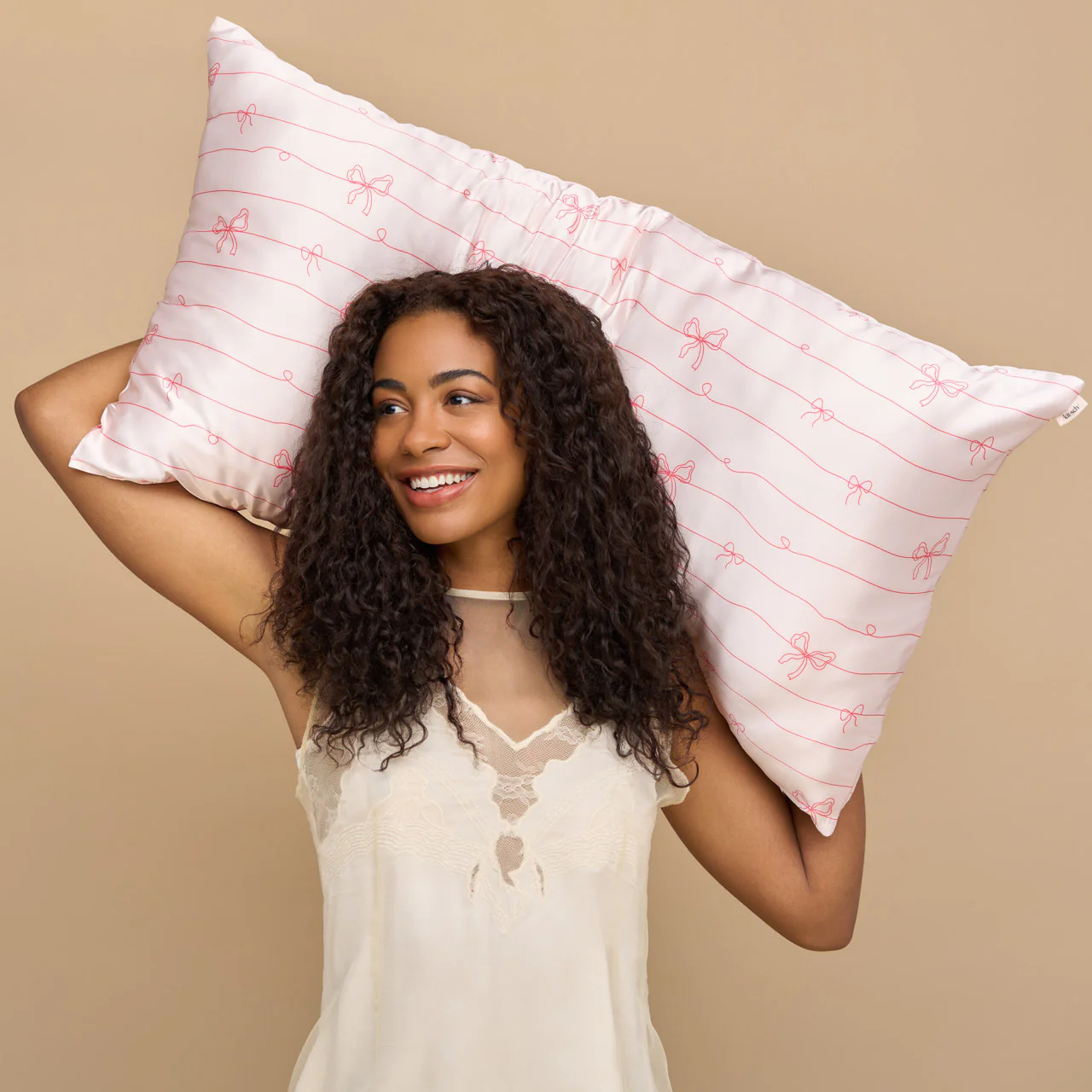 Satin Pillowcase in Striped Bows - King - Image 4