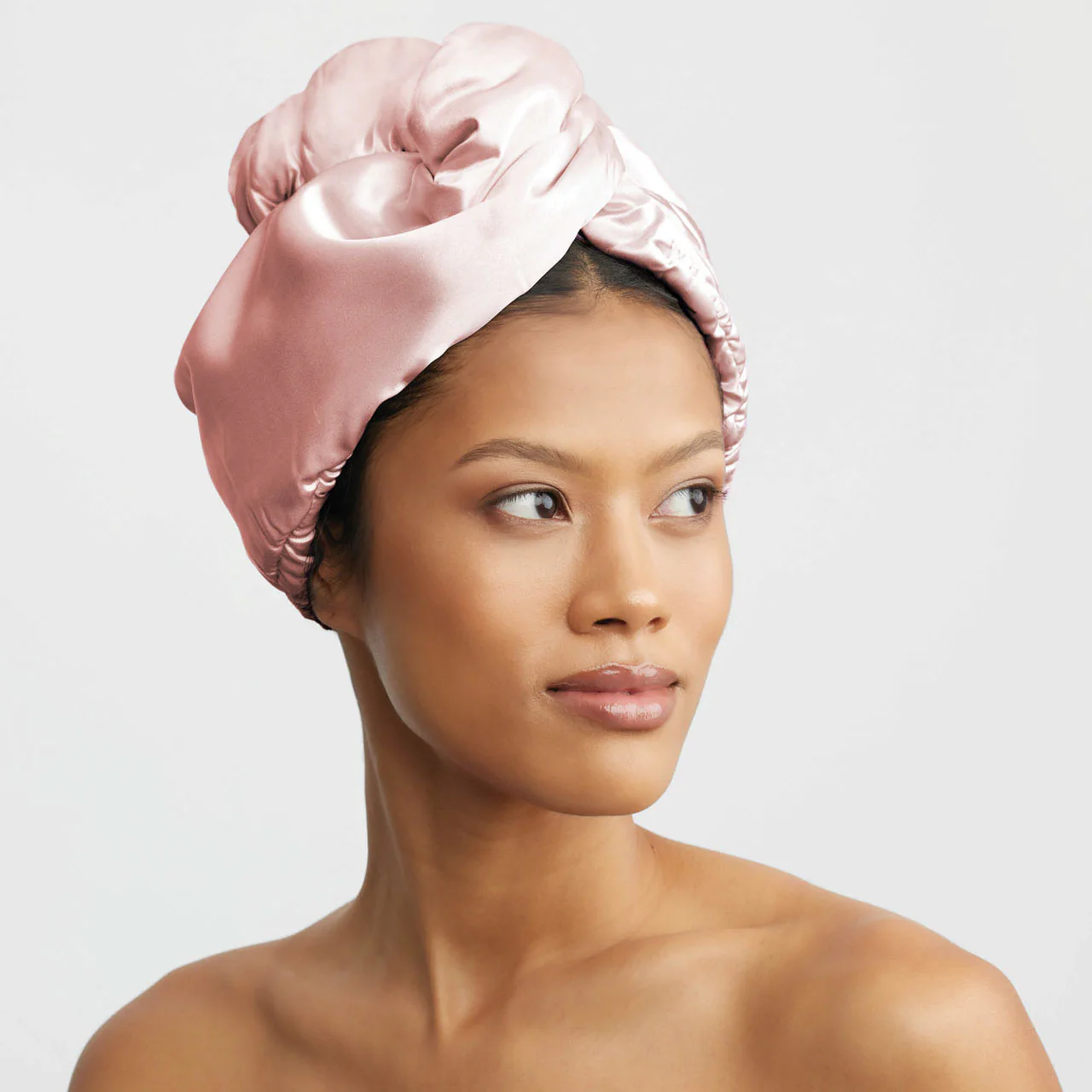 Blush Satin Wrapped Hair Towel - Image 2