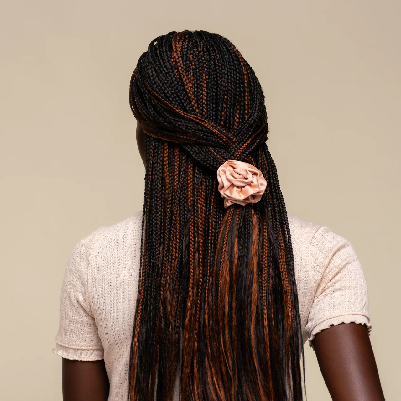 Terracotta Rosette Ruched Satin Scrunchies - Image 2