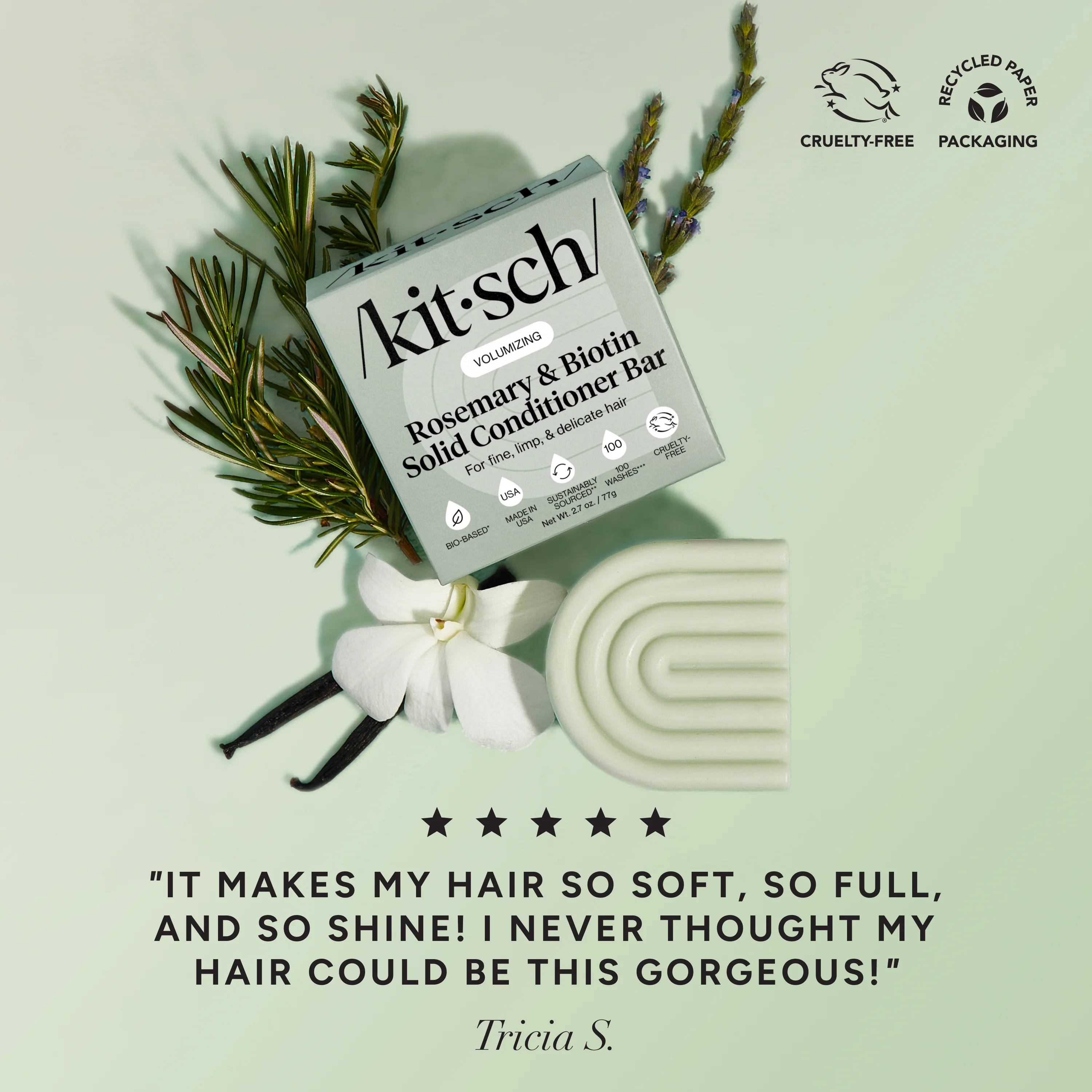 Rosemary & Biotin Volumizing Shampoo & Conditioner Bar Combo - Image 4